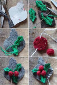 DIY Holly Felt Christmas Ornaments - Sew Historically